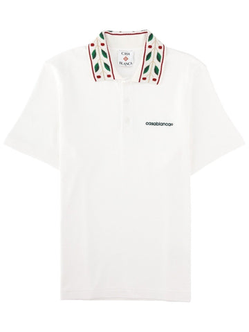 CASABLANCA - Laurel Logo Polo Shirt - White casablanca-laurel-logo-polo-shirt-white-front-jpg