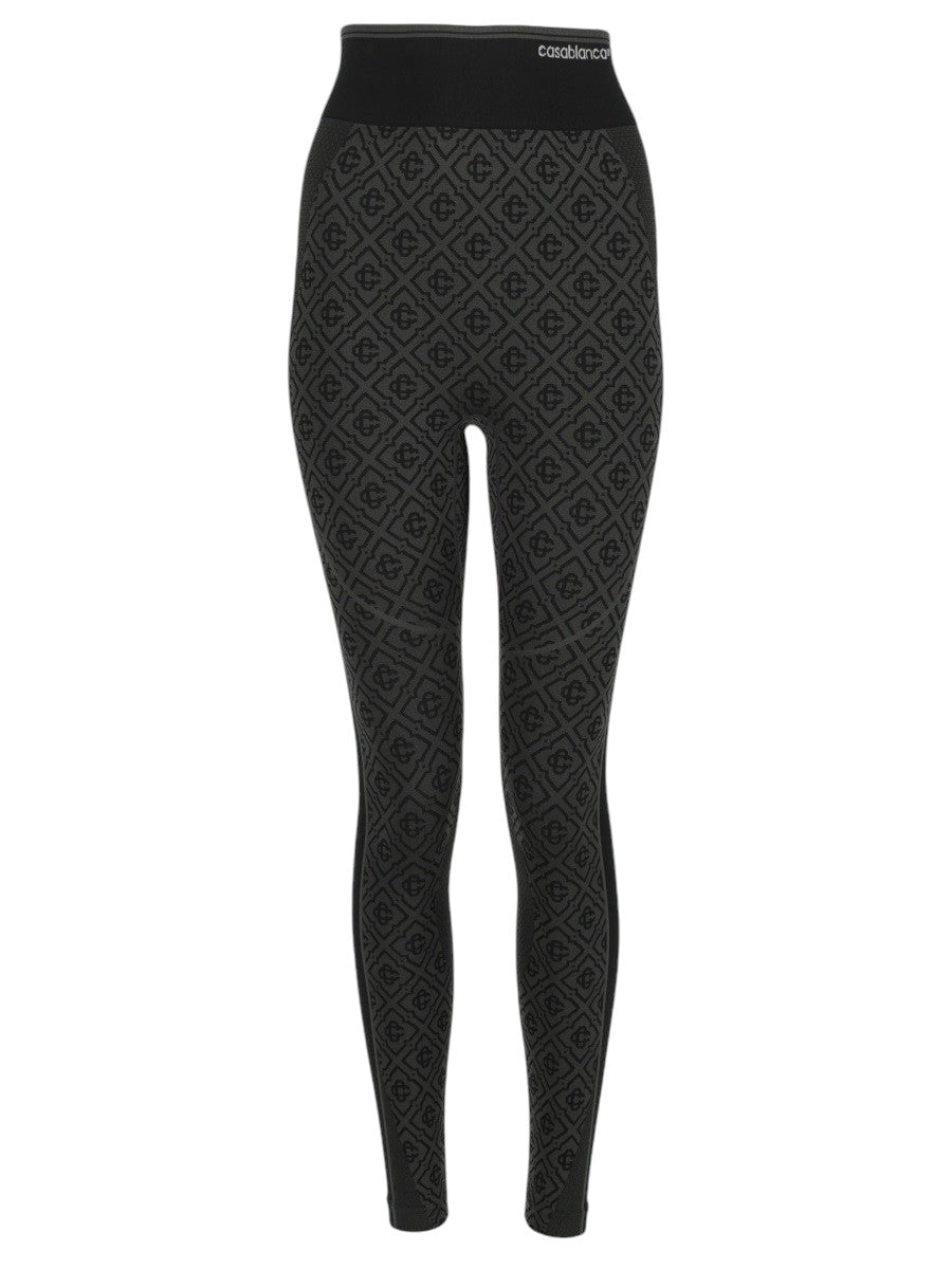 CASABLANCA - Leggings Monogram Senza Cuciture - Black casablanca-leggings-monogram-senza-cuciture-black-front-jpg