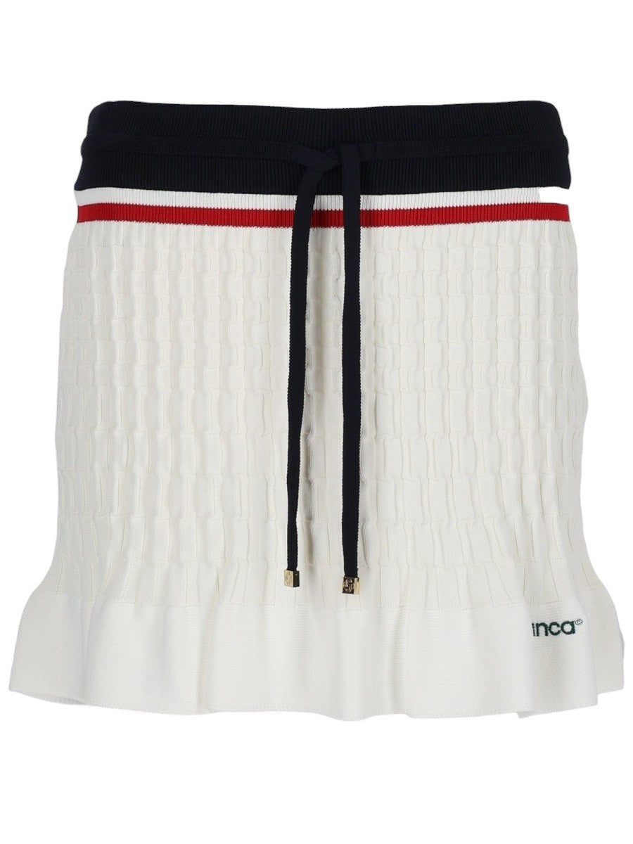 CASABLANCA - Tennis Knit Mini Skirt - White casablanca-tennis-knit-mini-skirt-white-front-jpg
