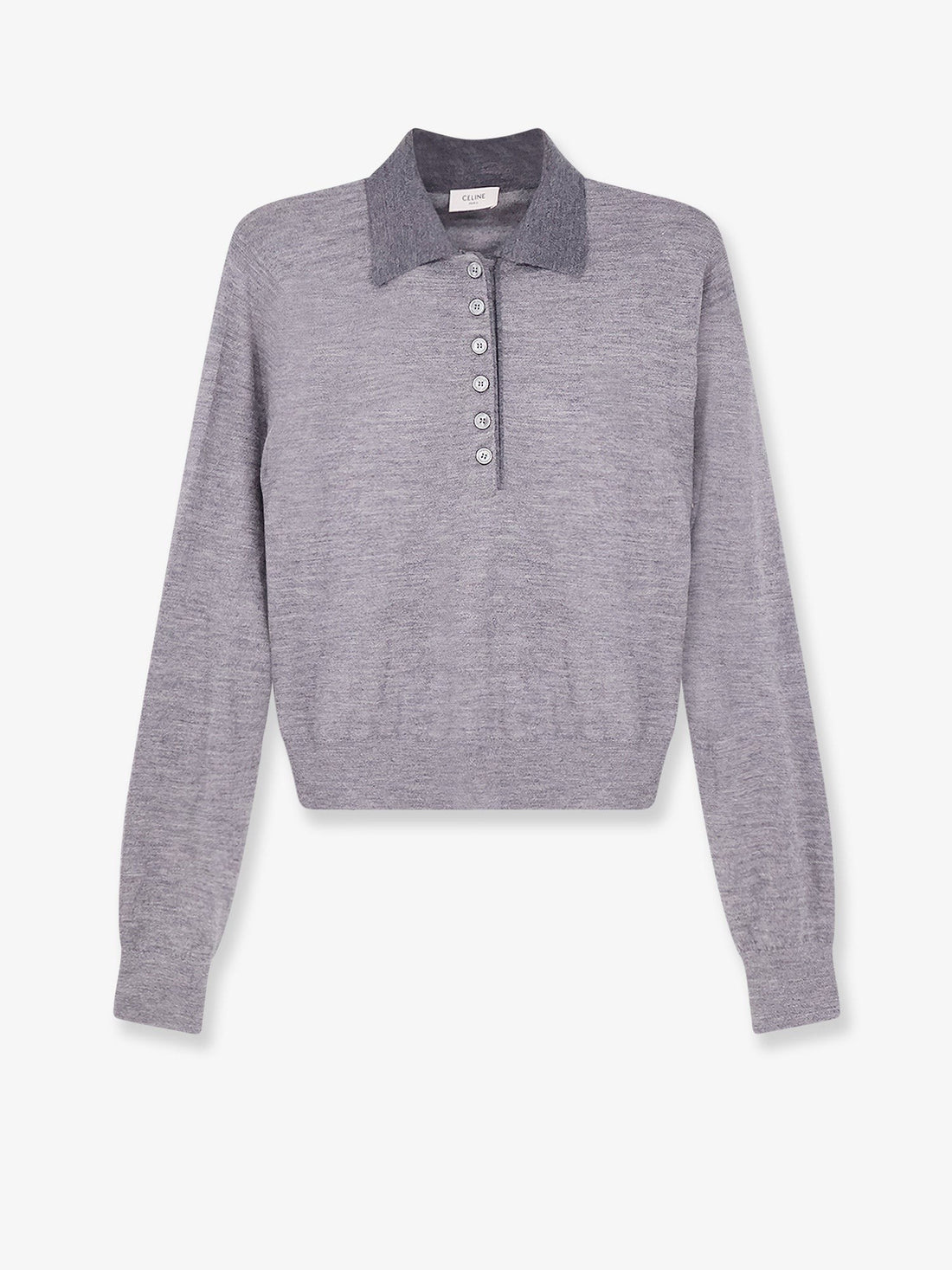 Celine Cashmere and silk polo shirt with embroidery logo on the front