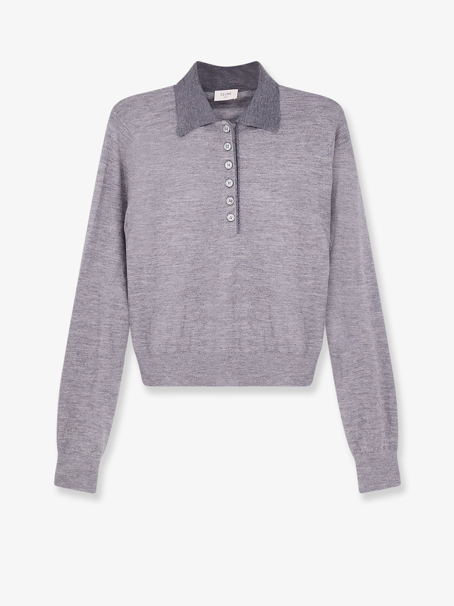 Celine Cashmere and silk polo shirt with embroidery logo on the front