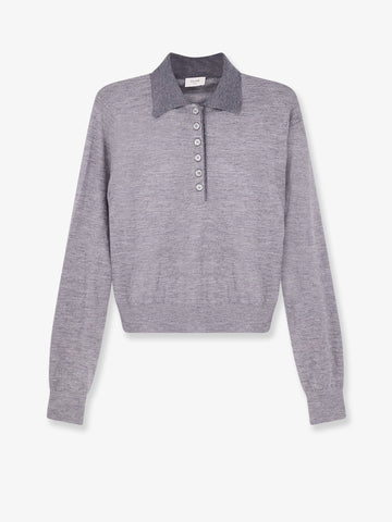 Celine Cashmere and silk polo shirt with embroidery logo on the front