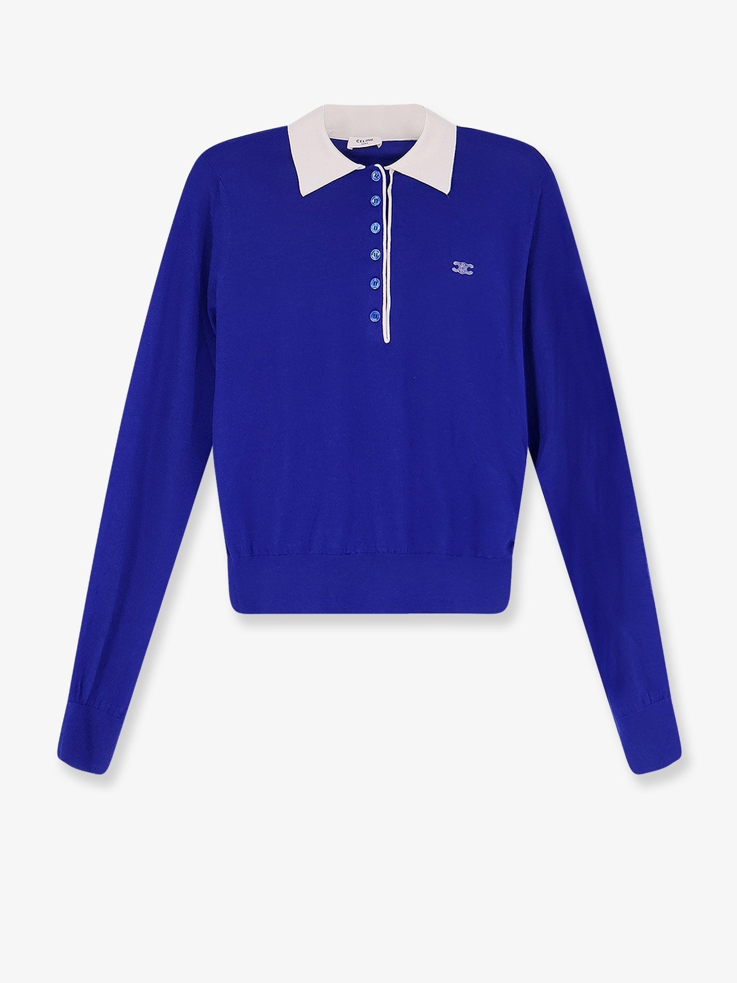 Celine Cashmere and silk polo shirt with logo embroidery on the front