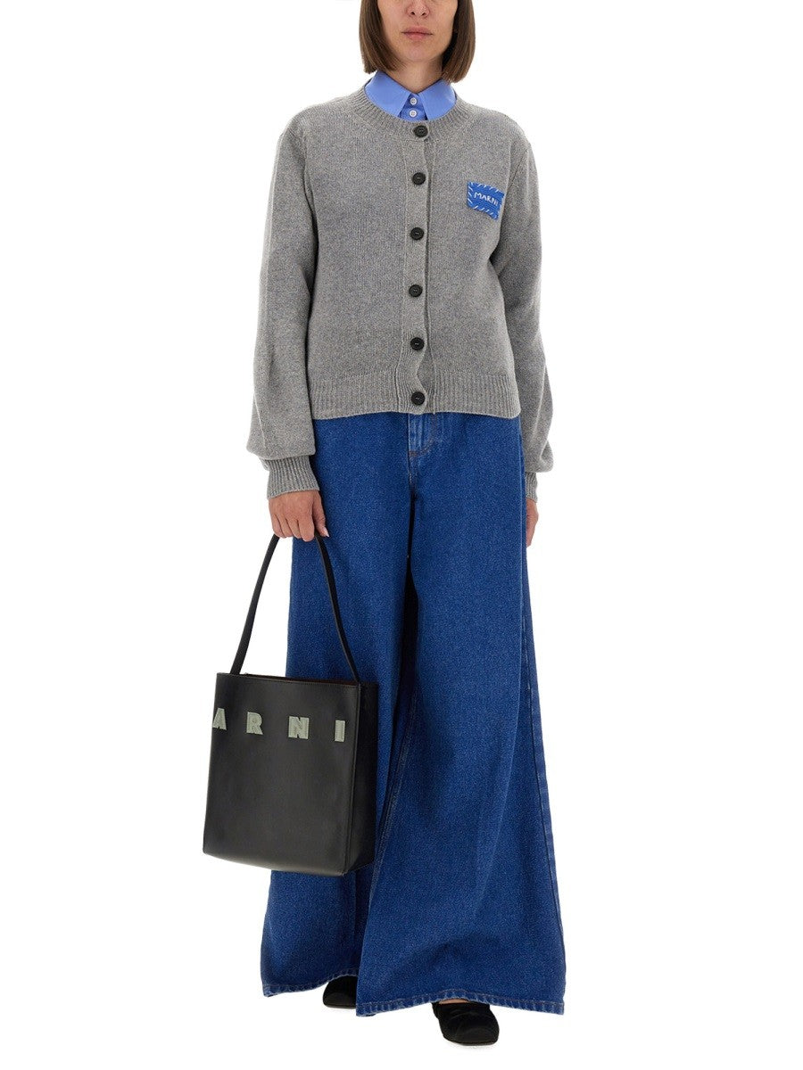 CASHMERE CARDIGAN WITH LOGO