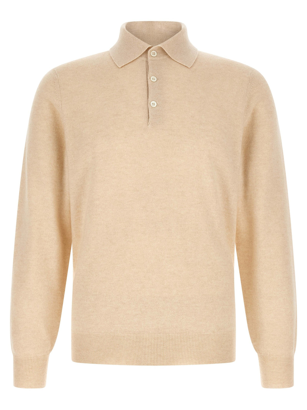 Brunello Cucinelli - Cashmere knit polo shirt beige