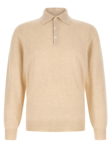 Brunello Cucinelli - Cashmere knit polo shirt beige