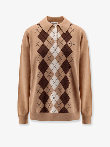 Cashmere Polo Shirt with Miu Miu embroidery