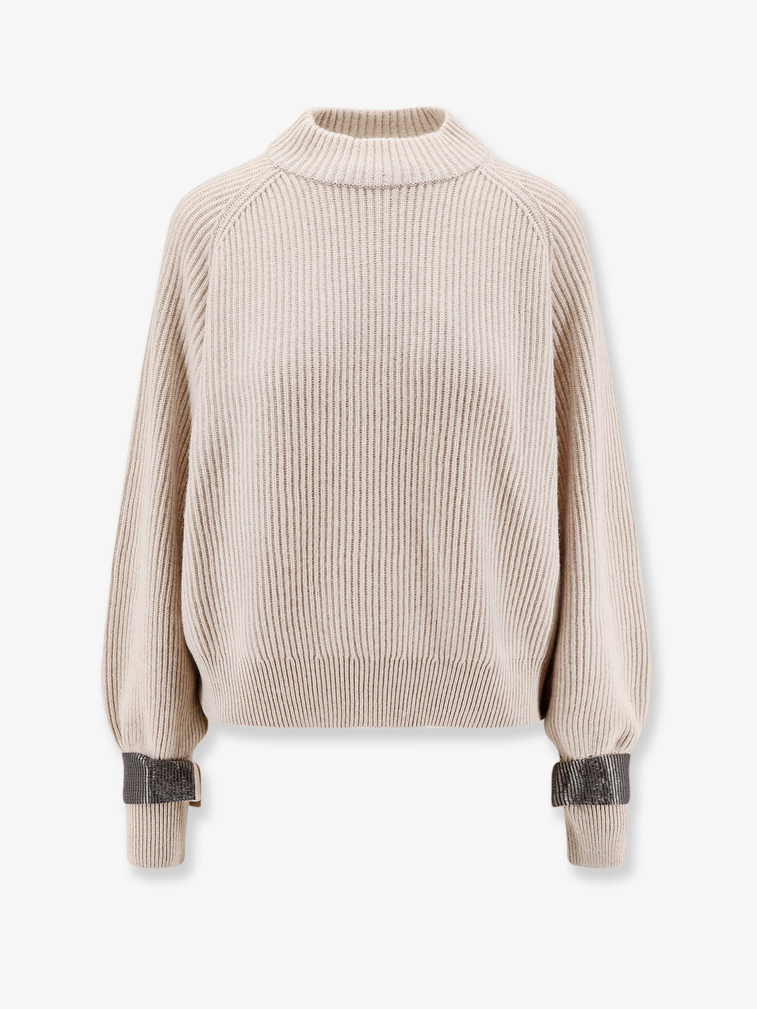 Cashmere sweater with removable cuffs