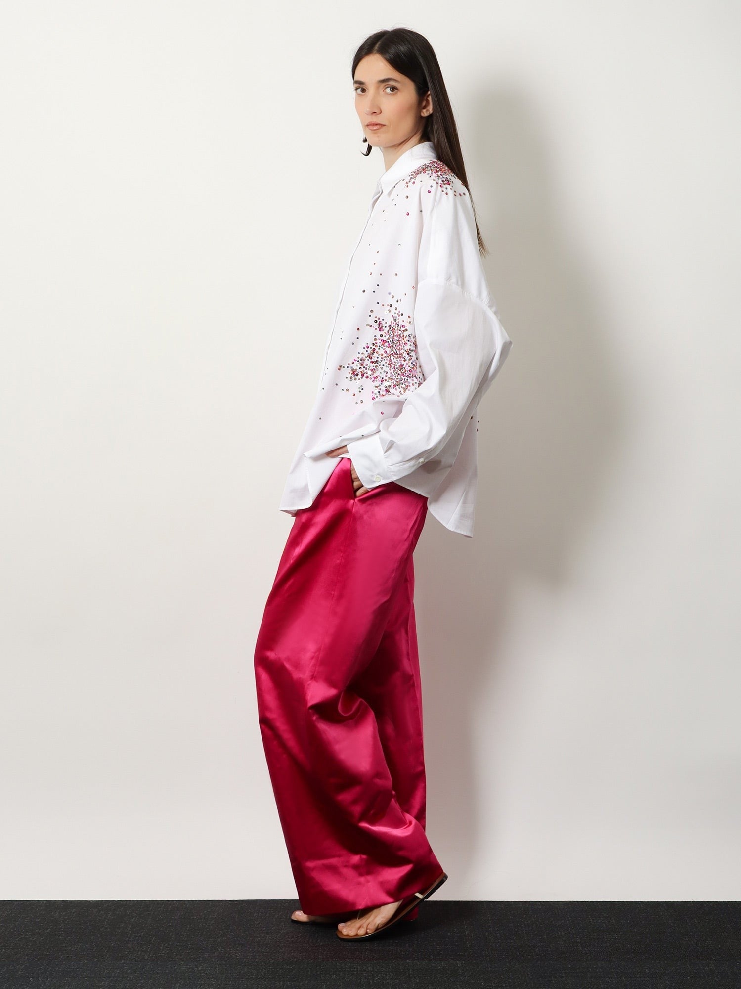Dries Van Noten - Casia cotton shirt with multicolored sequin detail