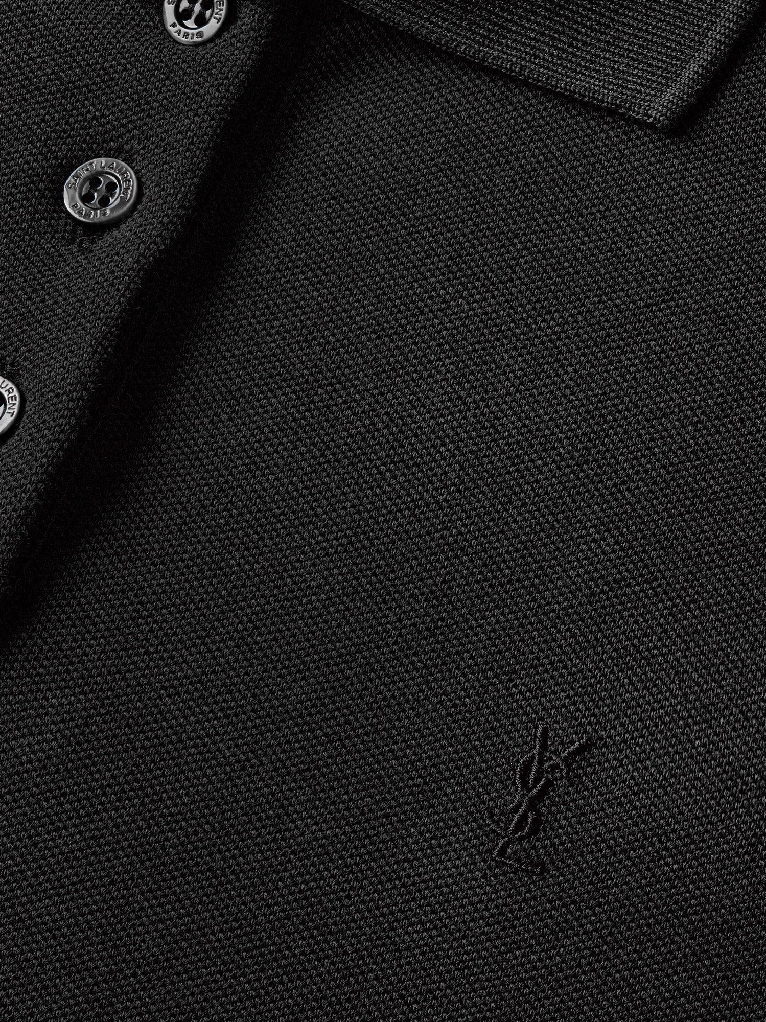 Saint Laurent Saint Laurent - Cassandre Cotton Piqué Cotton Polo Shirt