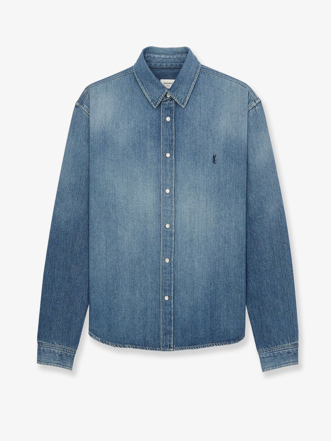 Saint Laurent - Cassandre Horizon Blue Denim Shirt cassandre-horizon-blue-denim-shirt_bdfcf04d-62b8-4cac-af31-ce78da0e1bf7