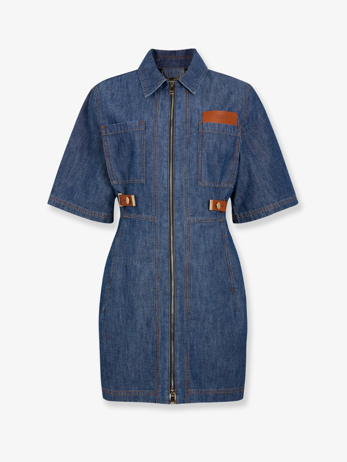 Fendi - Chambray Denim Chemisier Dress Navy