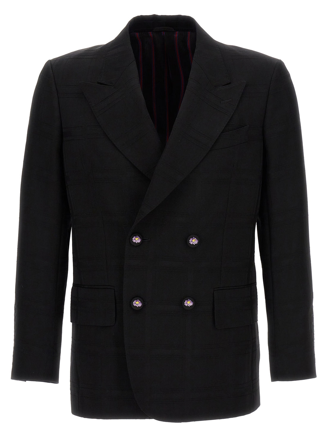 Etro - Check double-breasted blazer Black