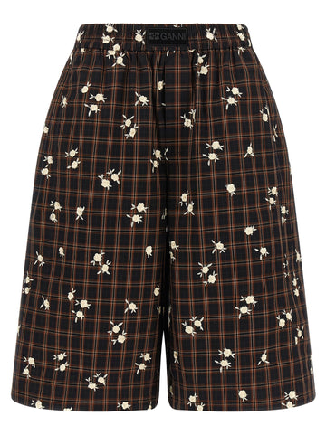 GANNI - 'Check Flower' bermuda shorts Brown 36 EU