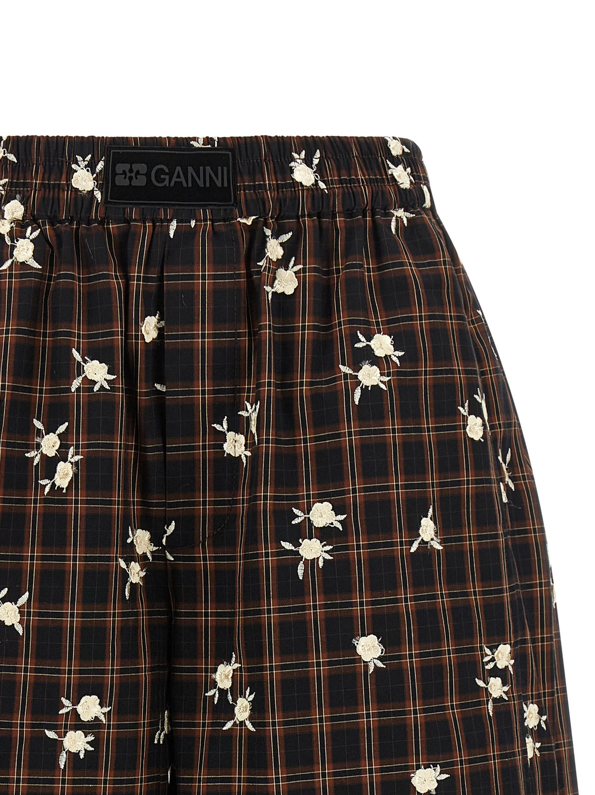 GANNI - 'Check Flower' bermuda shorts