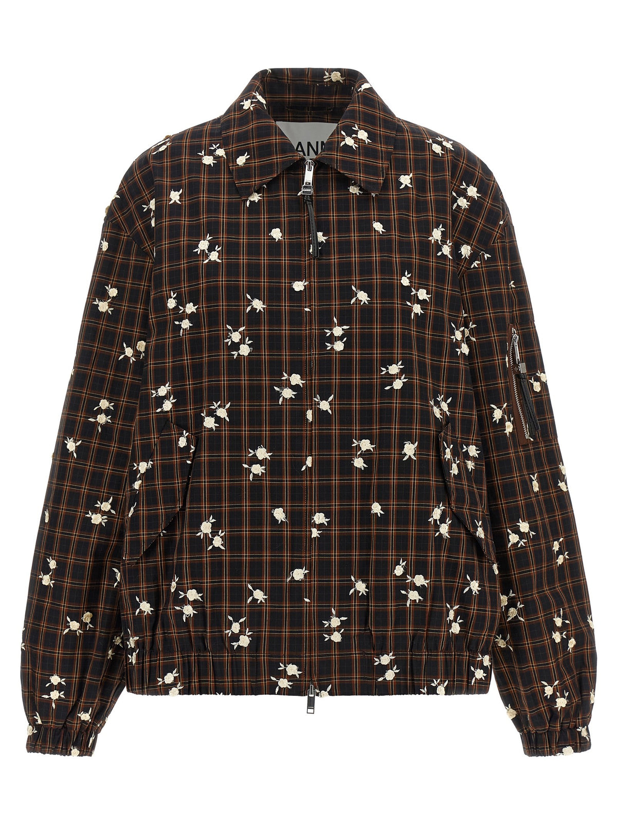 GANNI - 'Check Flower' bomber jacket