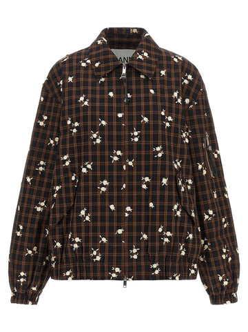 GANNI - 'Check Flower' bomber jacket