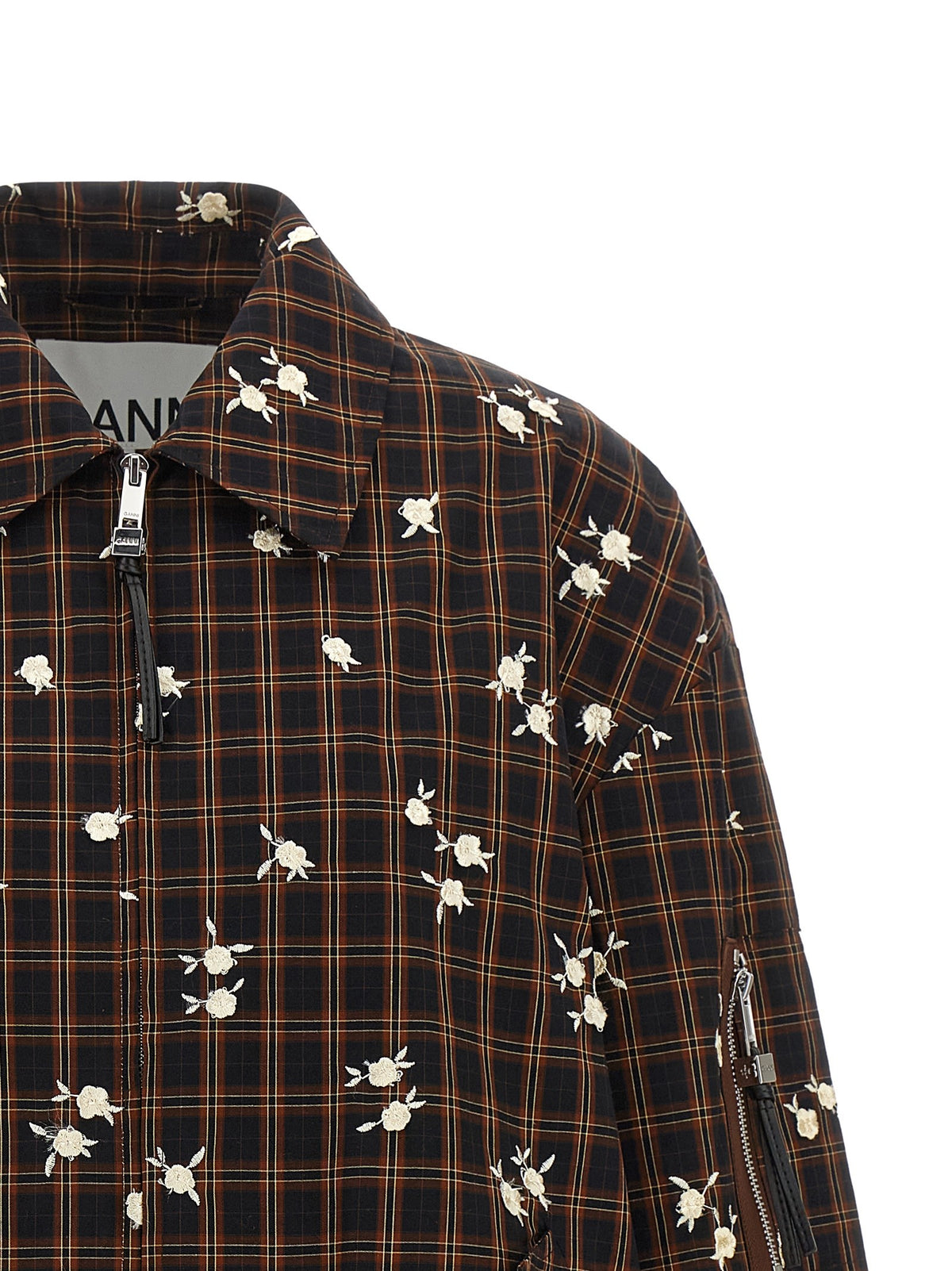 GANNI - 'Check Flower' bomber jacket
