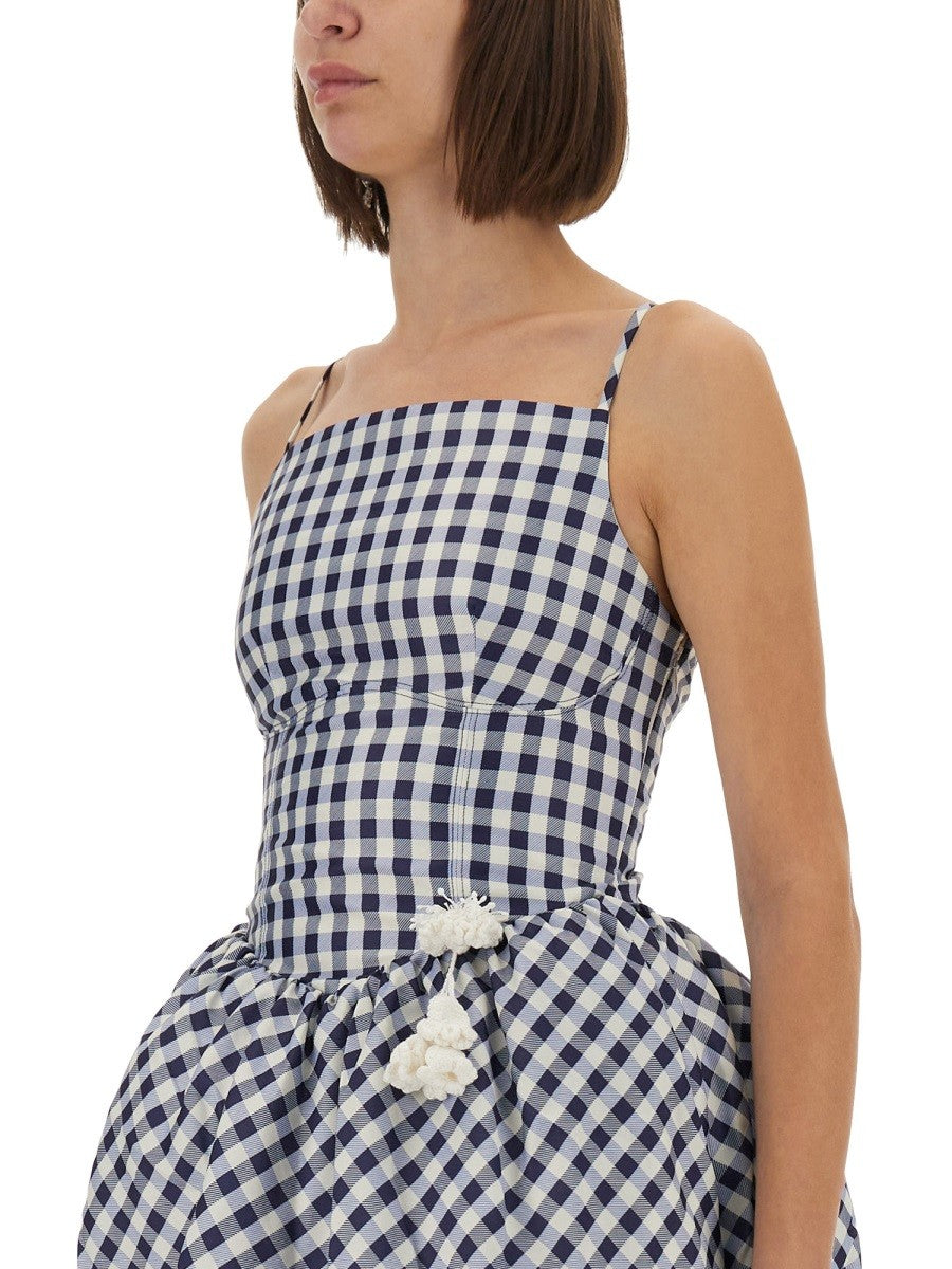 CHECKERED TAFFETA MINI DRESS