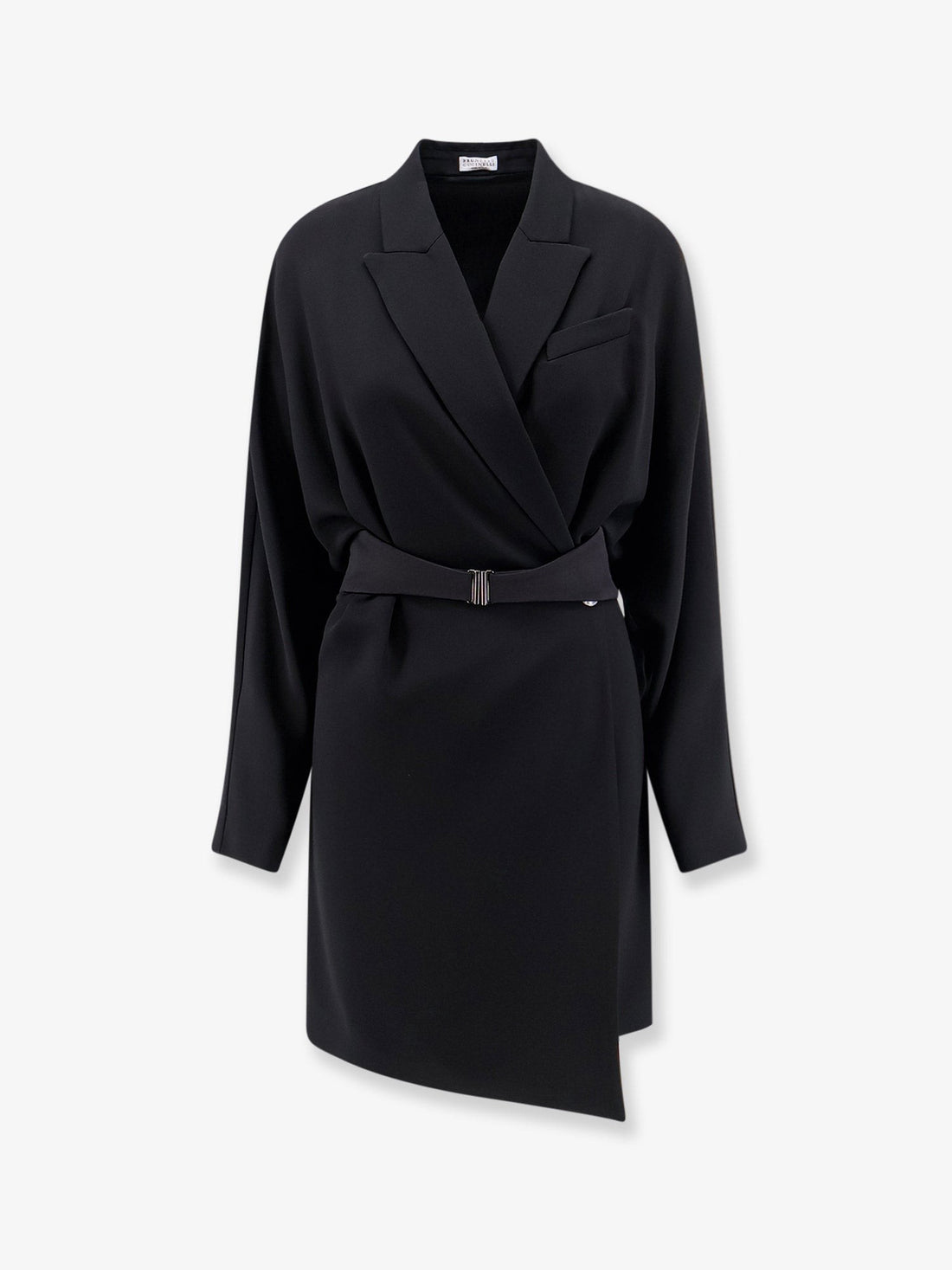 Brunello Cucinelli - Chemisier Dress with Tuxedo-style band Black