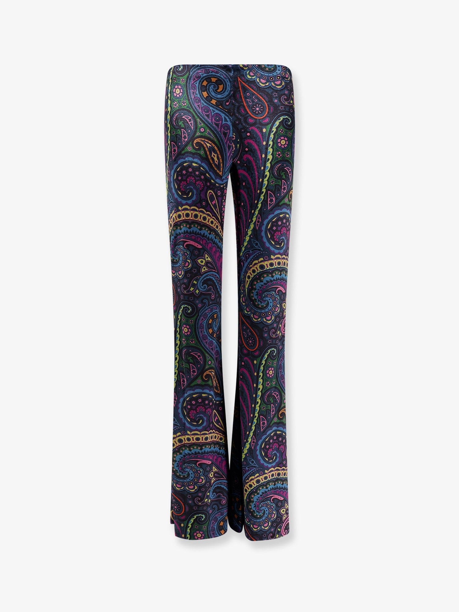 Chenille trousers with multicolor print