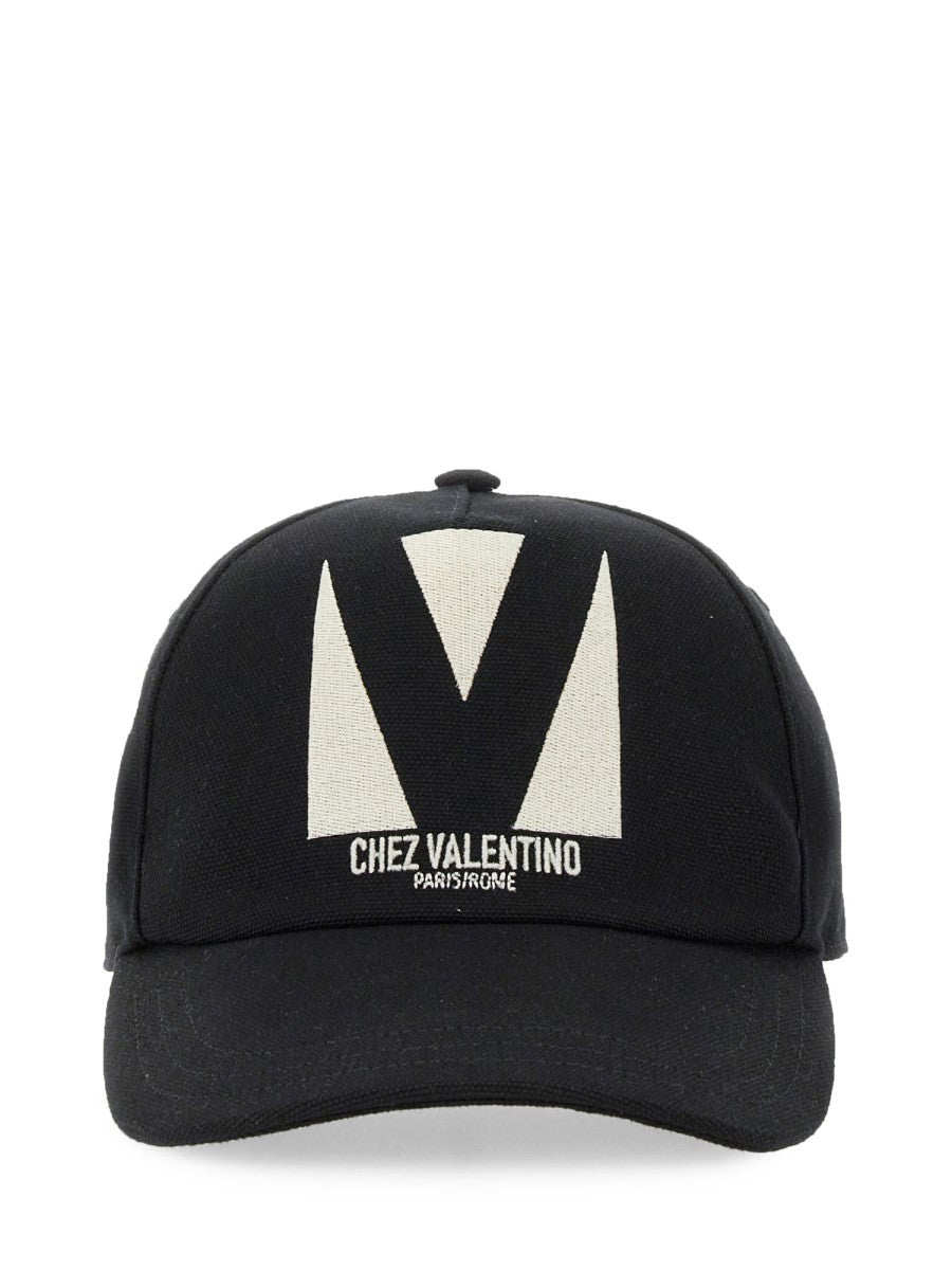 "CHEZ VALENTINO" EMBROIDERED BASEBALL CAP