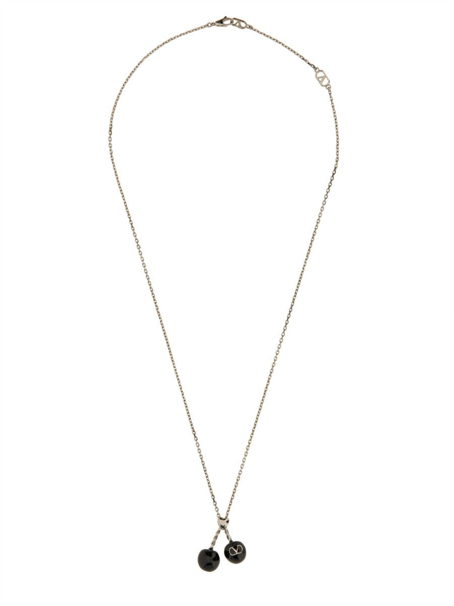 CHEZ VALENTINO METAL AND ENAMEL NECKLACE