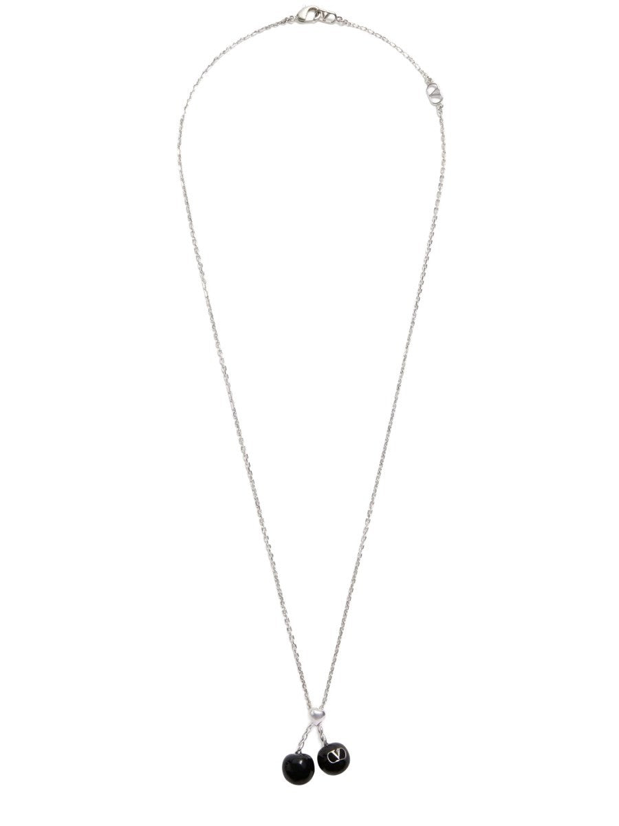 CHEZ VALENTINO METAL AND ENAMEL NECKLACE