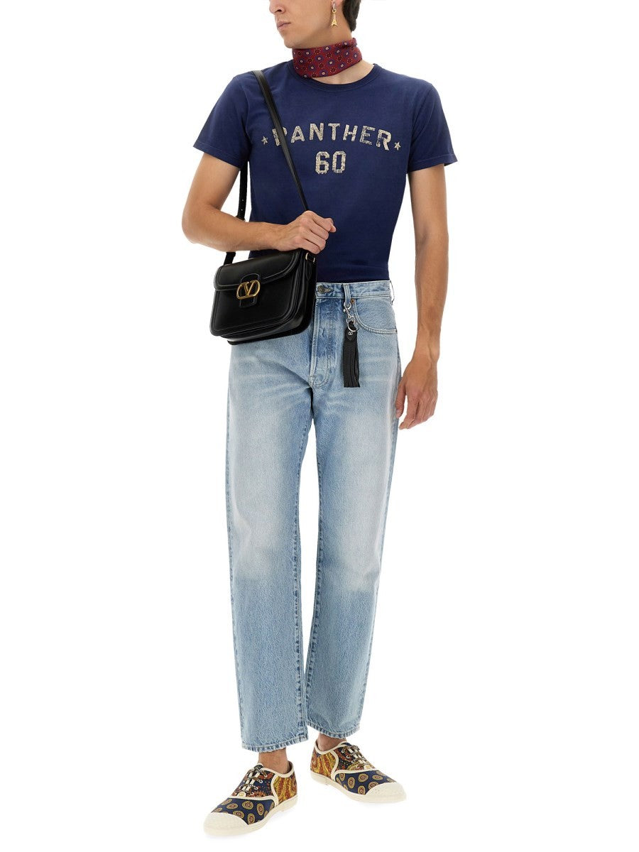 Valentino - "CHEZ VALENTINO" PRINT AND PATCH T-SHIRT Blue