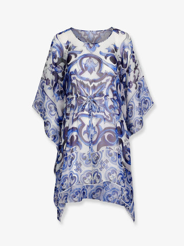 Dolce & Gabbana Chiffon kaftan with Maiolica print