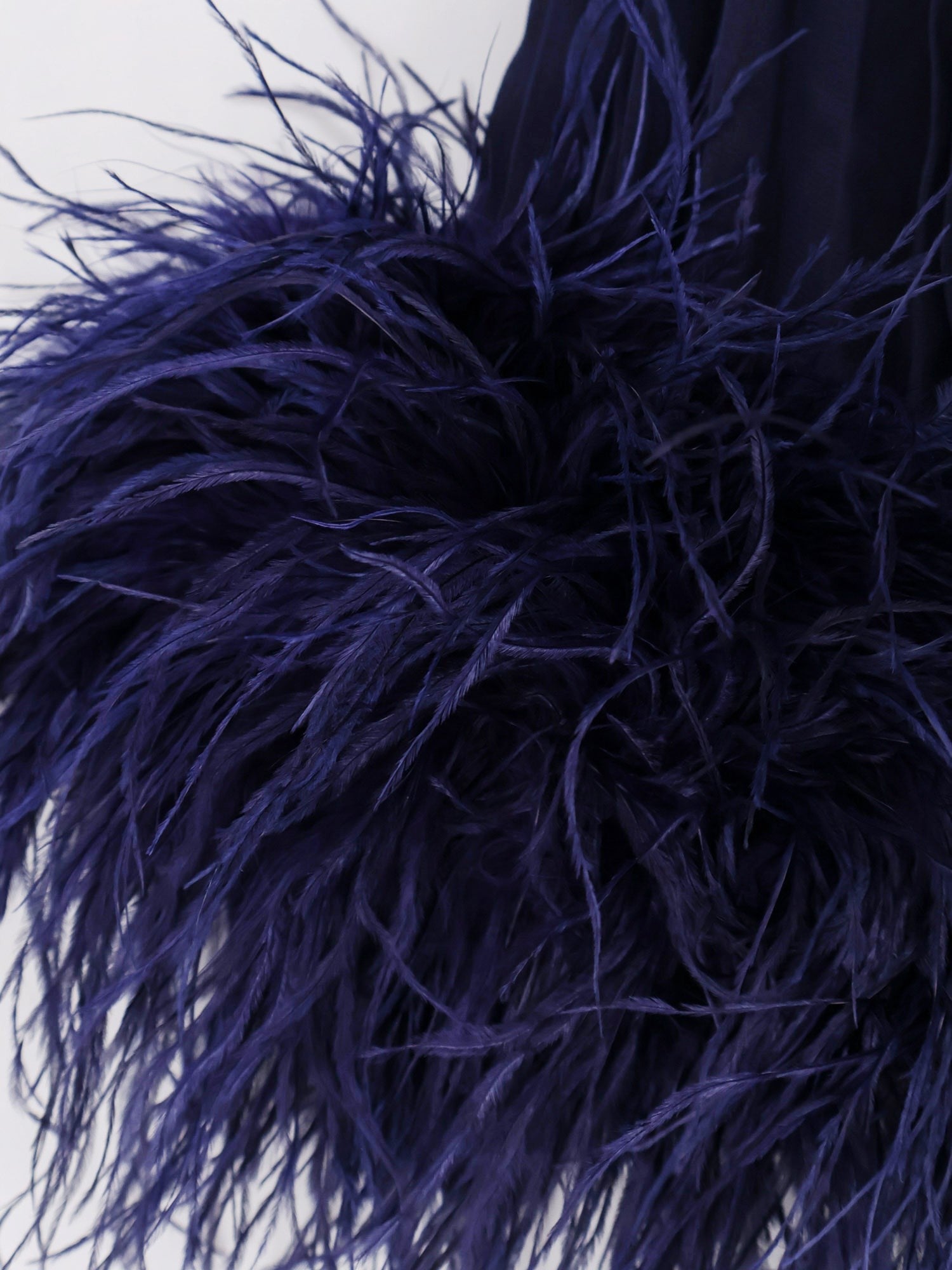 SELF PORTRAIT - Chiffon long dress with ostrich feathers