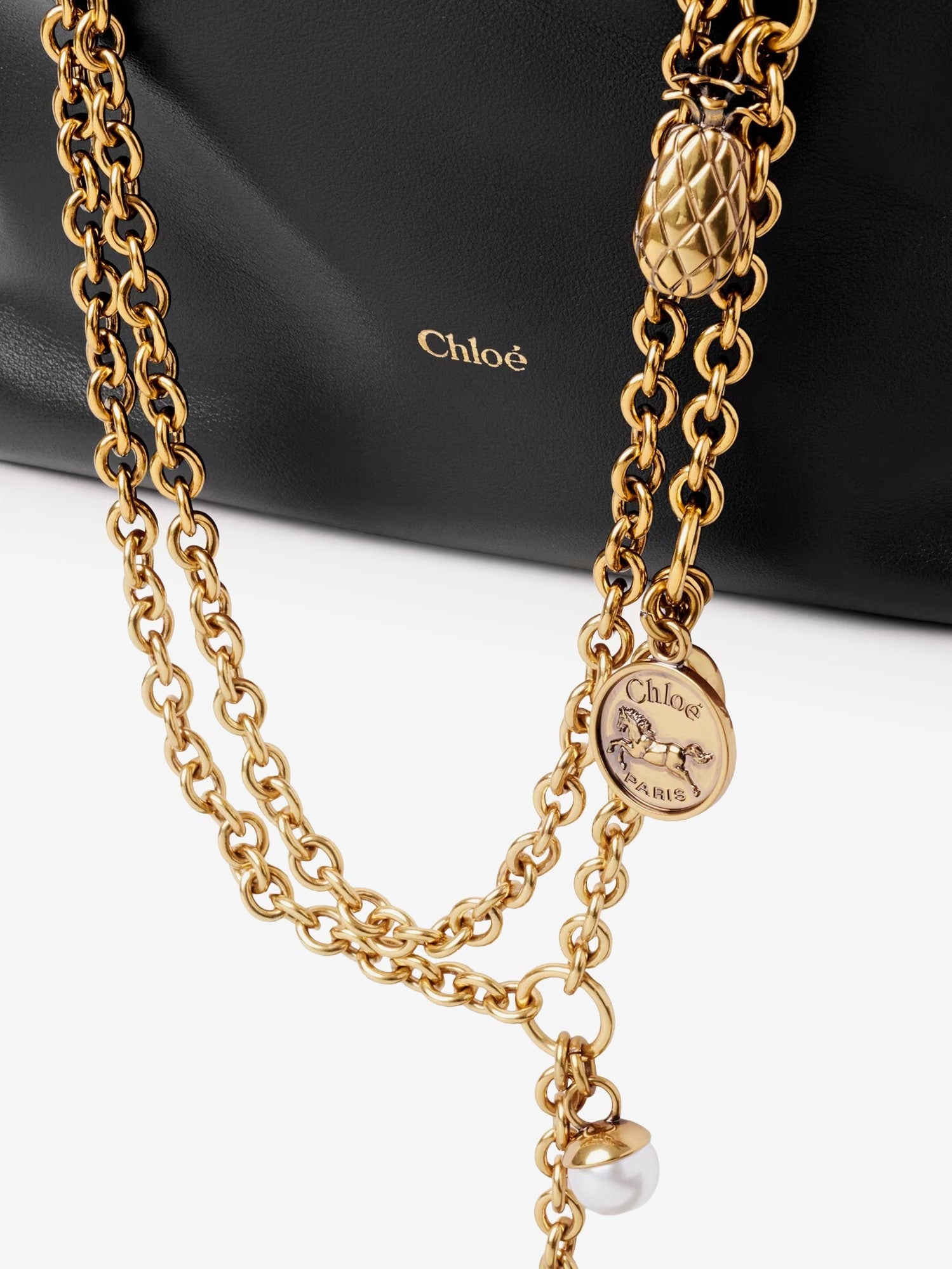CHLOE' - Chloé Icons leather crossbody bag with front logo