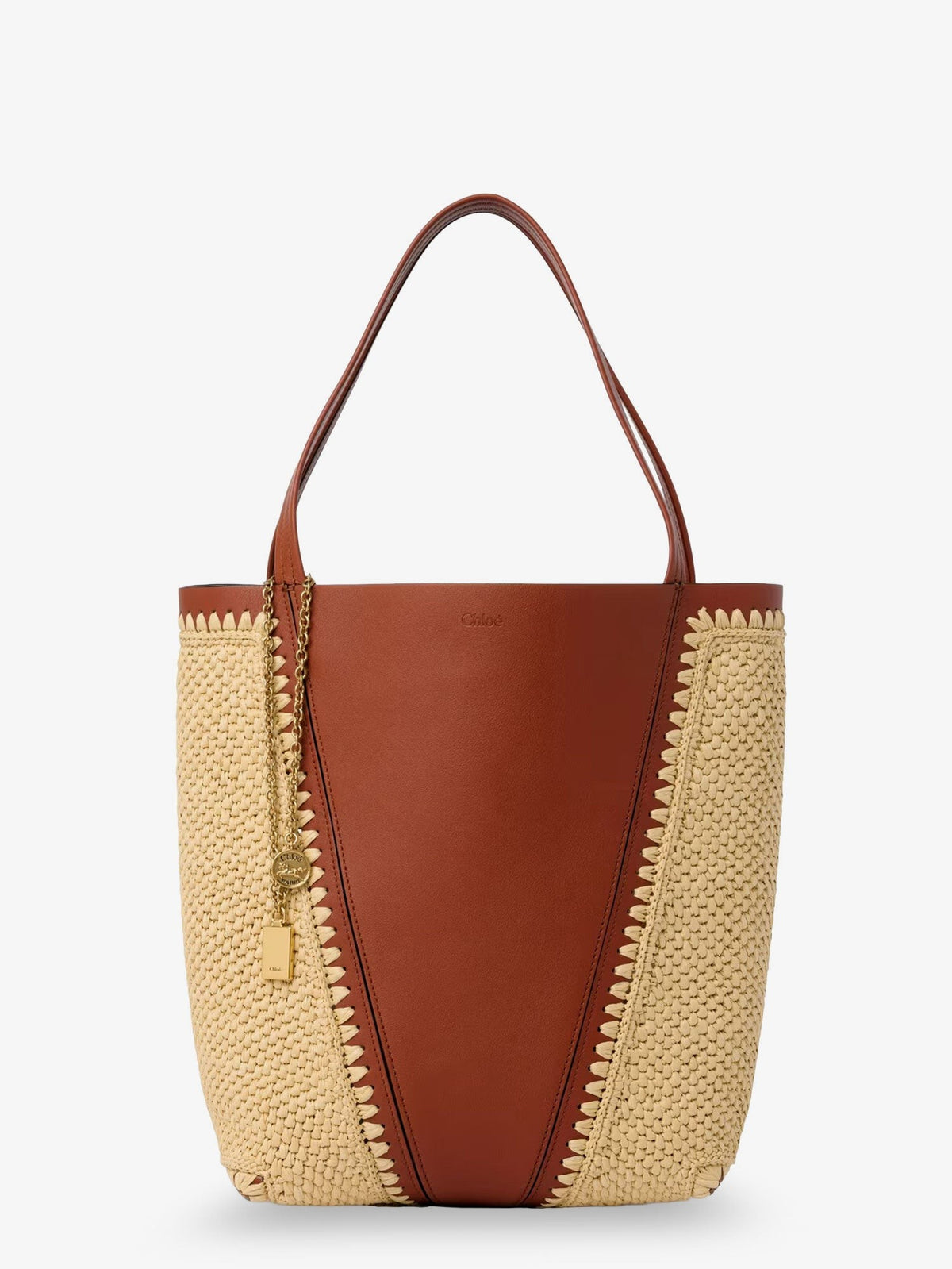 CHLOE' - Chloé Spin leather and raffia shoulder bag chloe-spin-leather-and-raffia-shoulder-bag_8f6cf49f-2b21-4789-80a2-d3b82f0af31a