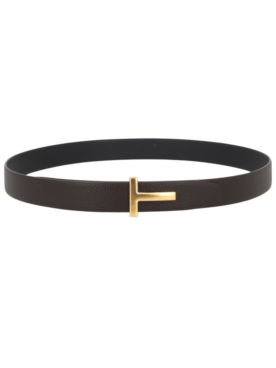 TOM FORD - T Icon Leather Belt Brown