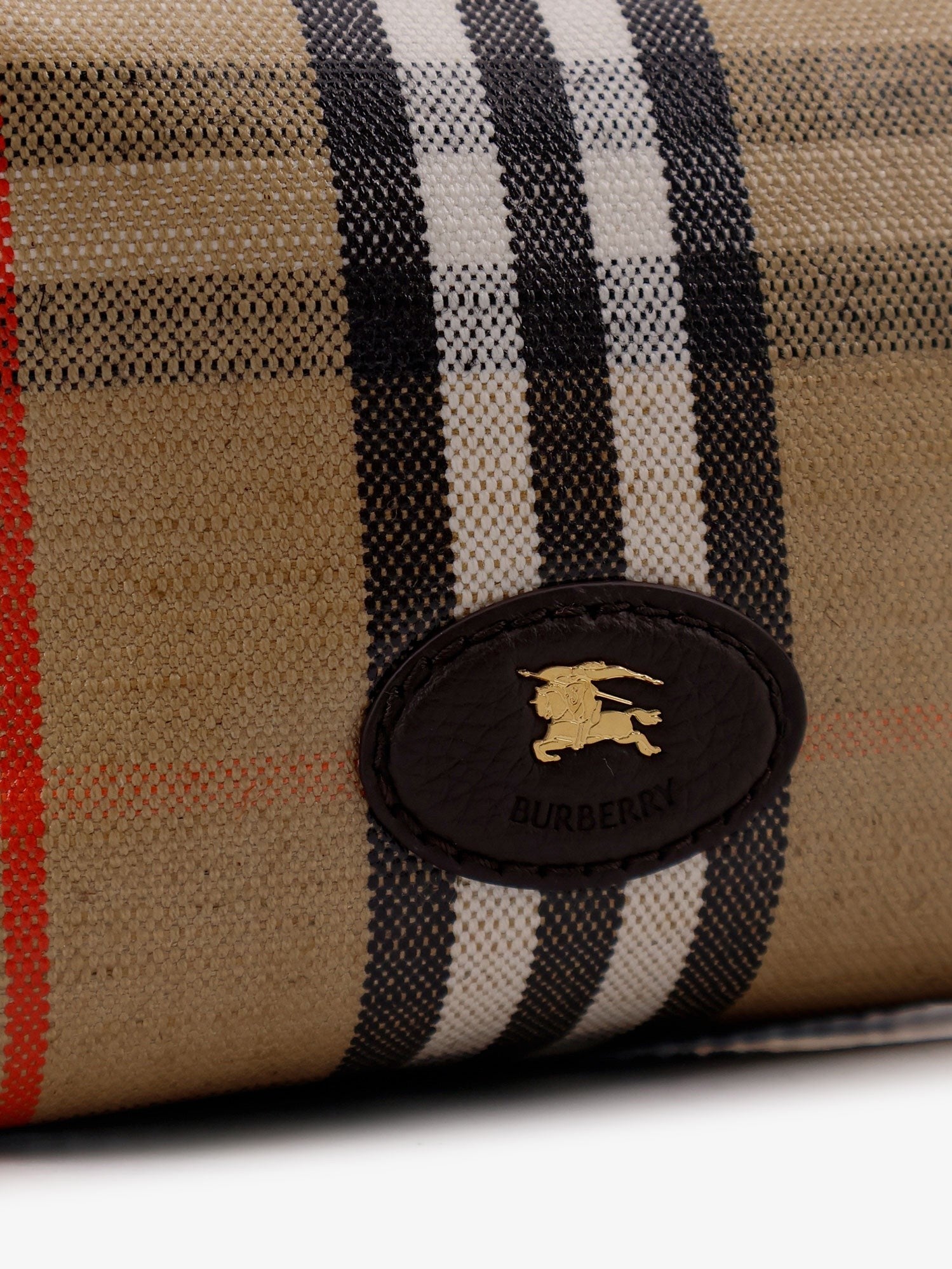 Coated canvas handbag with check pattern