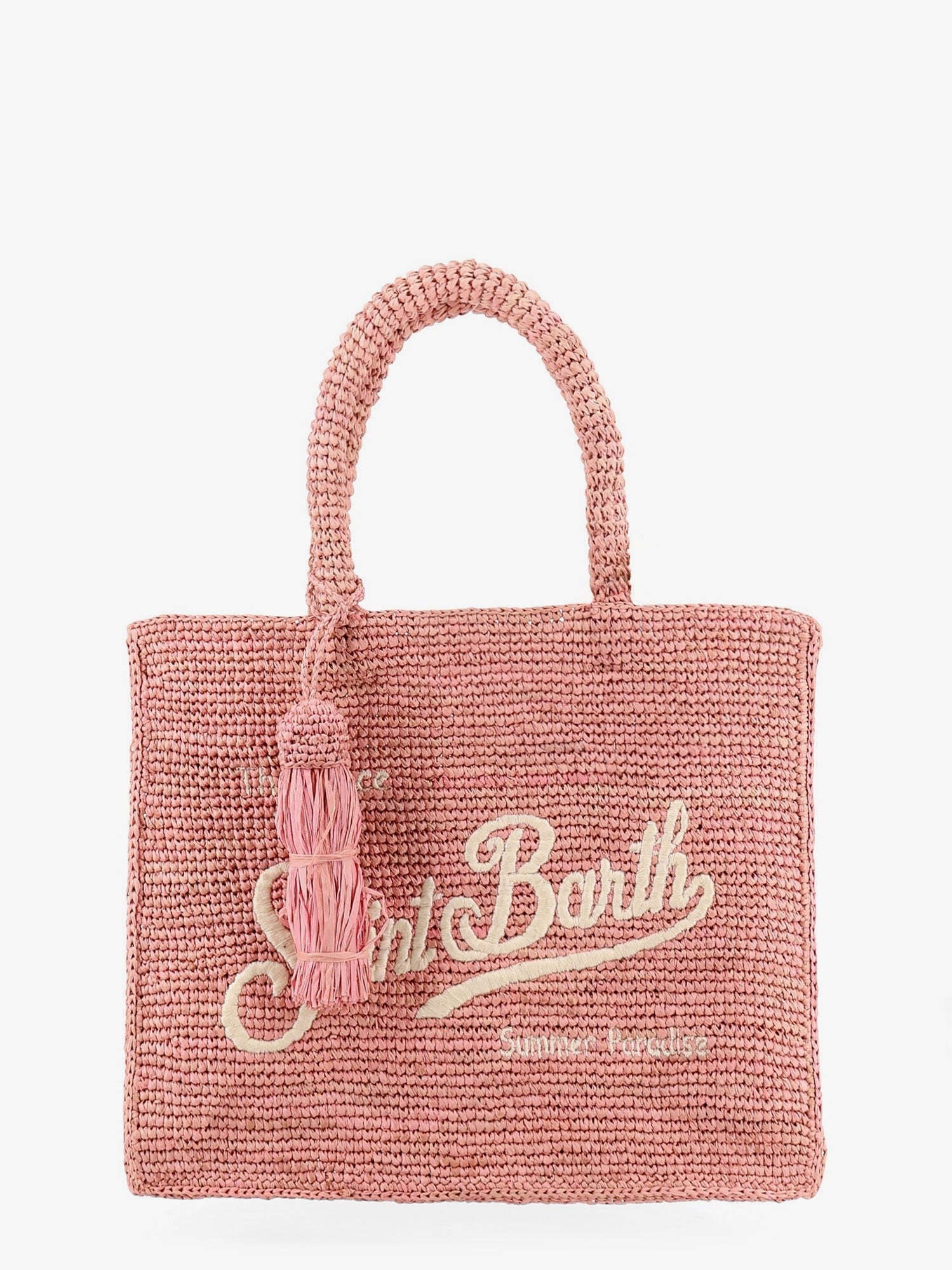 MC2 SAINT BARTH Colette raffia handbag with embroidered logo