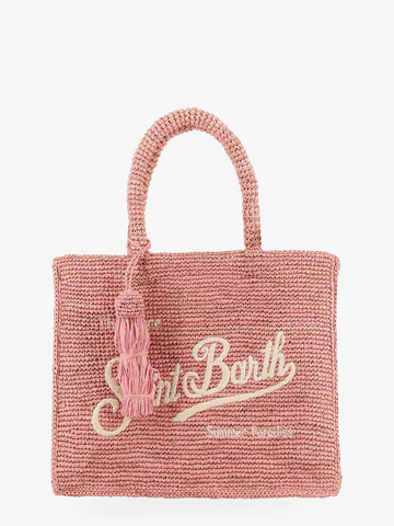 MC2 SAINT BARTH Colette raffia handbag with embroidered logo