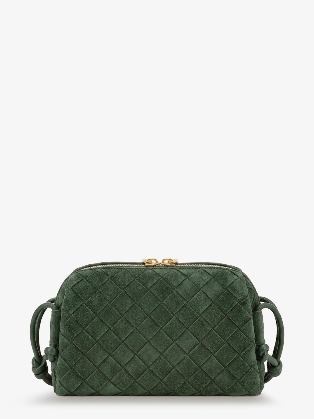 Bottega Veneta - Concert Pochette suede crossbody bag GREEN TWEED-GOLD UNI