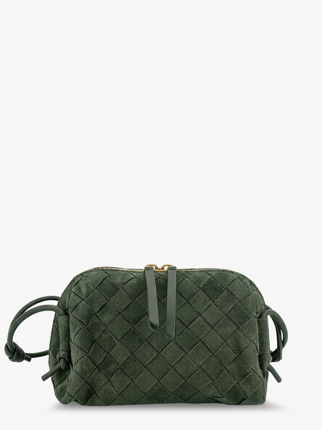 Bottega Veneta - Concert Pochette suede crossbody bag GREEN TWEED-GOLD UNI