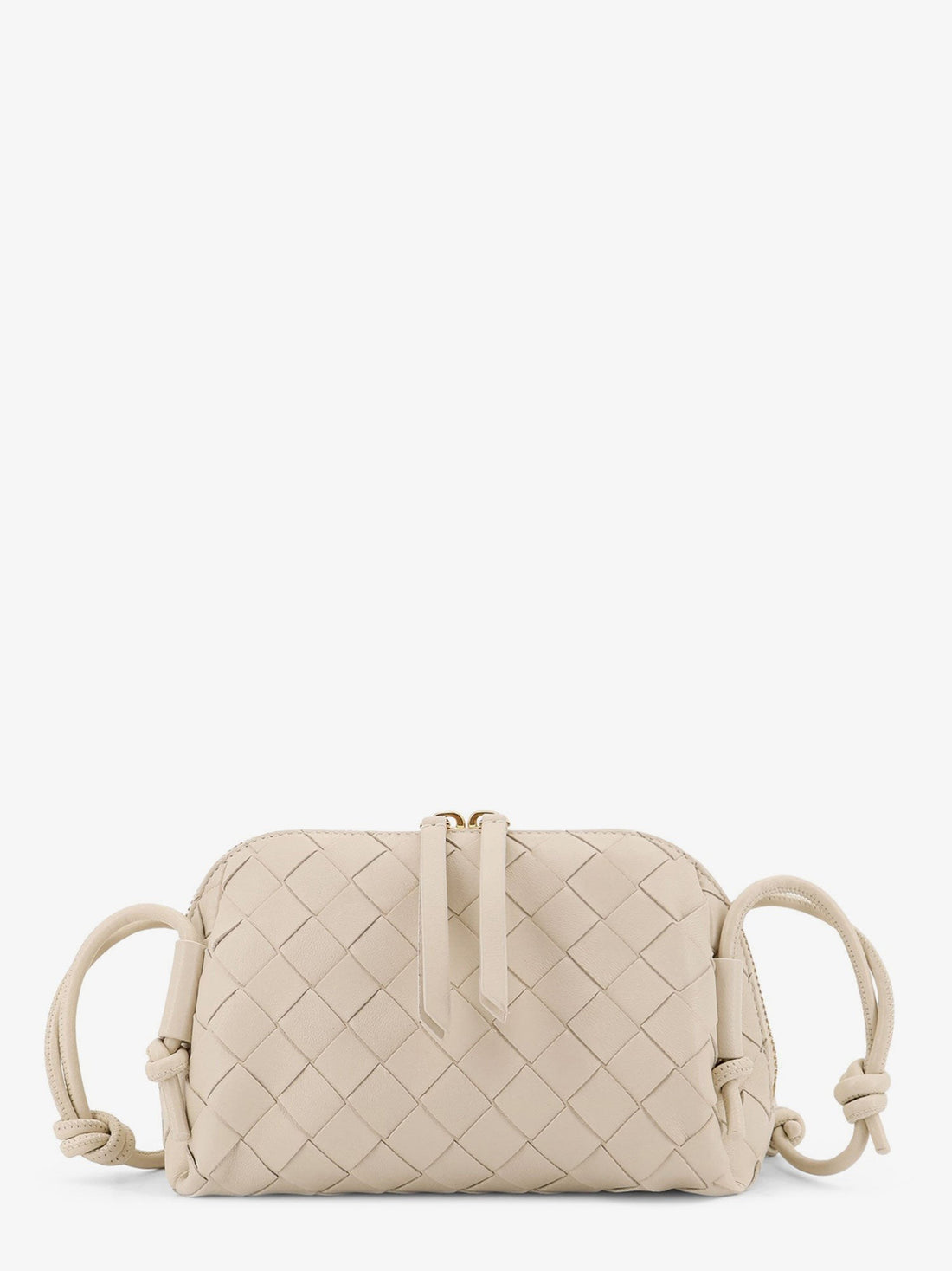 Bottega Veneta - Concert Pouch leather crossbody bag with Intrecciato motif SEA SALT-GOLD UNI