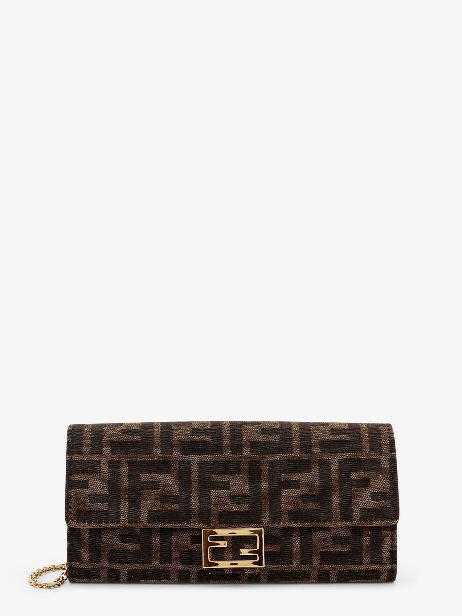 Fendi Fendi - Continental With Chain Baguette FF jacquard fabric crossbody bag