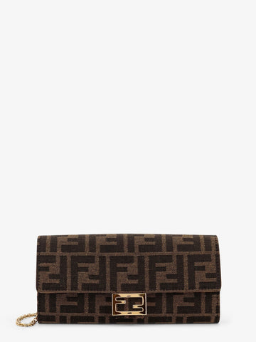 Fendi Fendi - Continental With Chain Baguette FF jacquard fabric crossbody bag