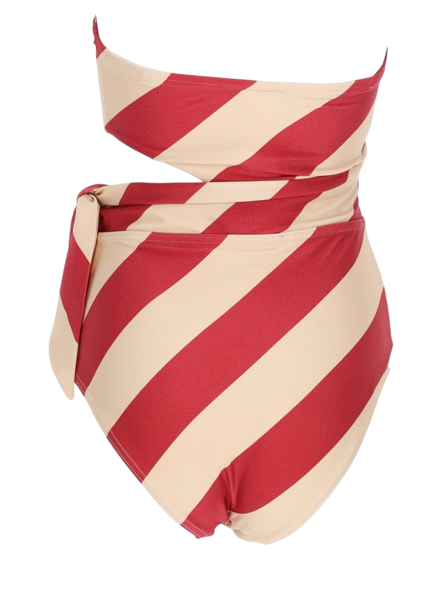 ZIMMERMANN - Roselight Tie Bandeau One-piece in Raspberry Cream Stripe MULTICOLOUR