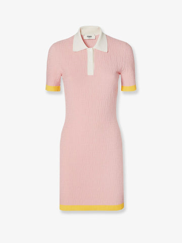 Fendi - Color-block dress cotton-and-silk-blend-short-dress-with-all-over-ff-motif