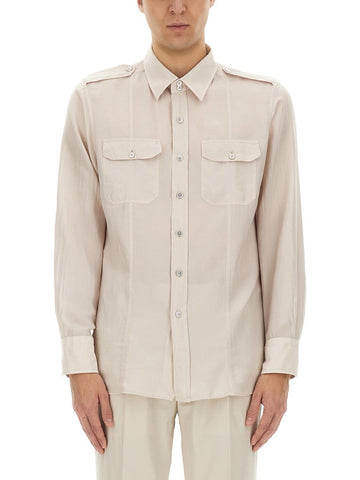 COTTON AND SILK MILITARY SHIRT