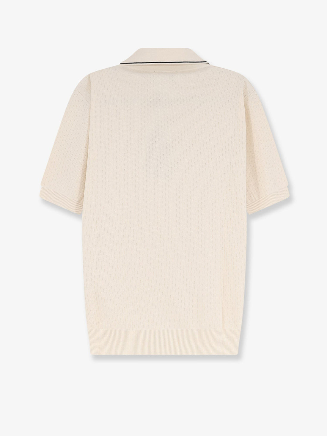 Fendi - Cotton and silk polo shirt with FF embroidery NATURALE NAVY