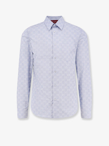 Cotton and silk shirt with all-over GG logo