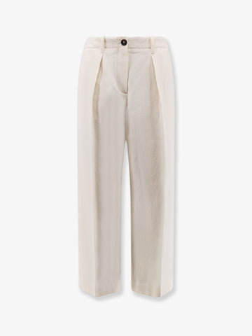 Cotton and wool trousers with adjustable drawstring