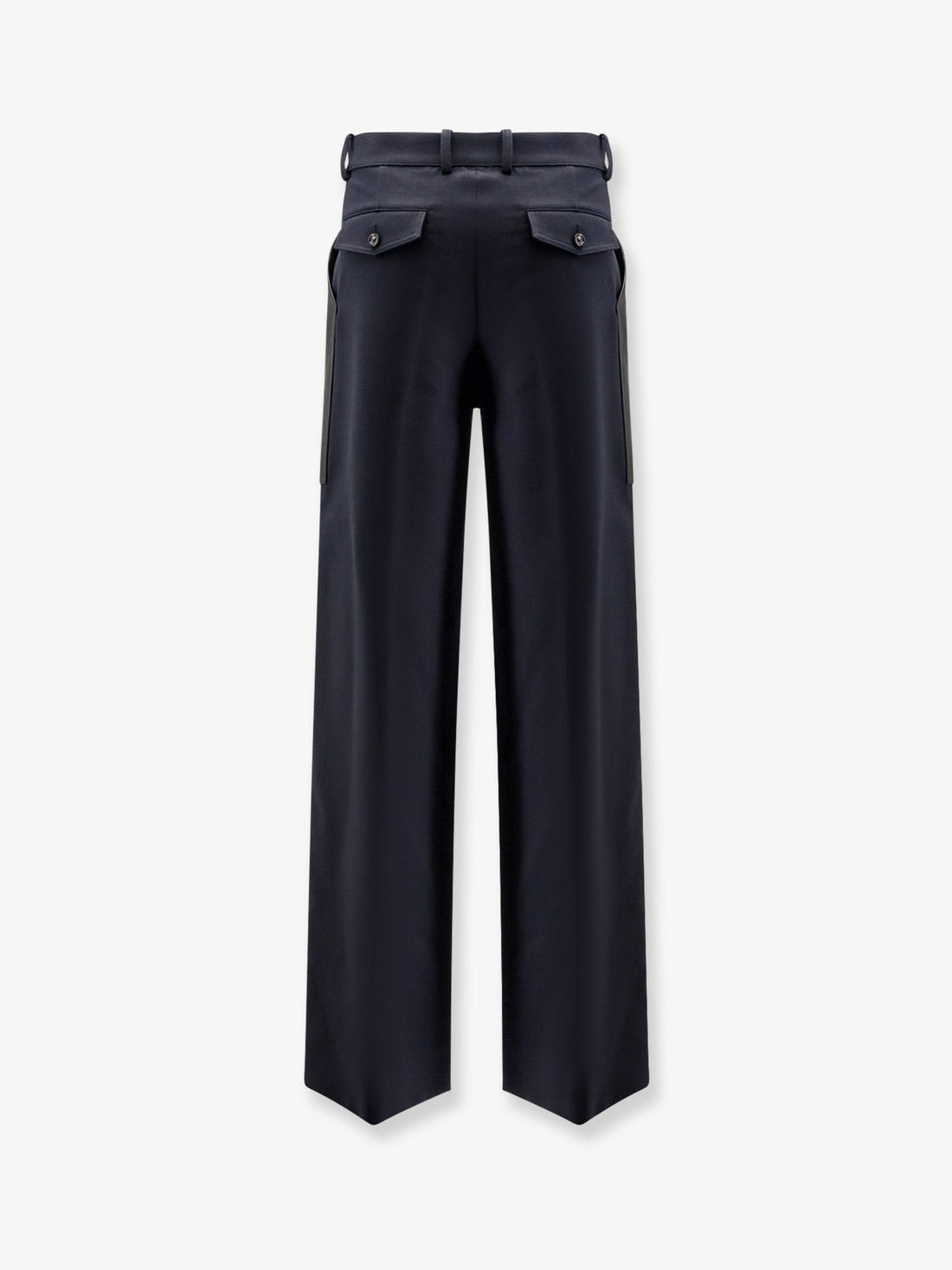 Cotton and wool trousers with leather inserts