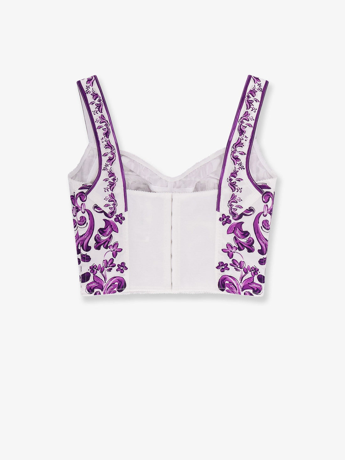 Cotton blend bustier top with Maiolica print